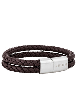 Akitsune-Simplicitas-Leather-Bracelet-Silver-Brown-Side-Mens