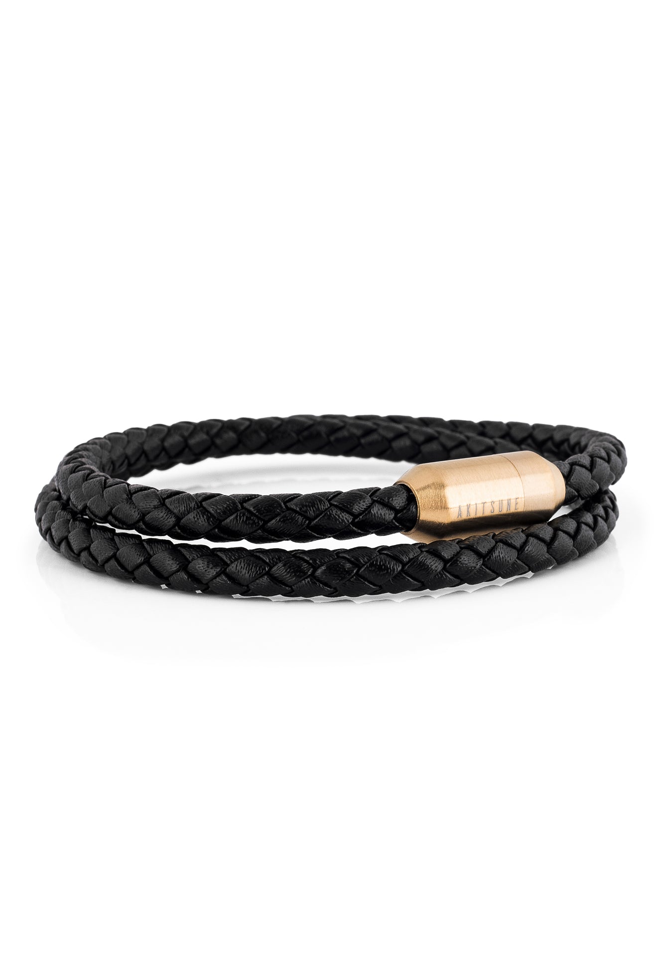 Akitsune-Suprema-Bracelet-Gold-Black-Leather