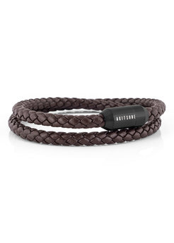 Akitsune-Suprema-Leather-Bracelet-Black-Brown-Front