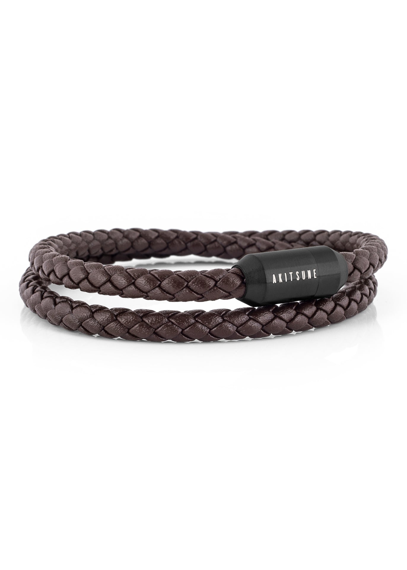 Akitsune-Suprema-Leather-Bracelet-Black-Brown-Front