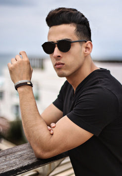 Akitsune-Suprema-Leather-Bracelet-Double-Wrapped-Gold-Brown-Model