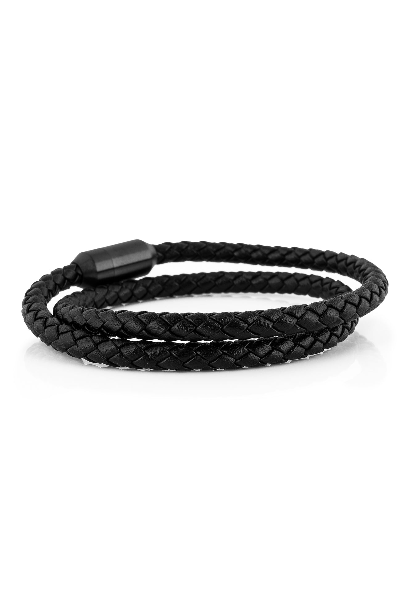 Akitsune-Suprema-Leather-Bracelet-Matte-Black-Black-Side