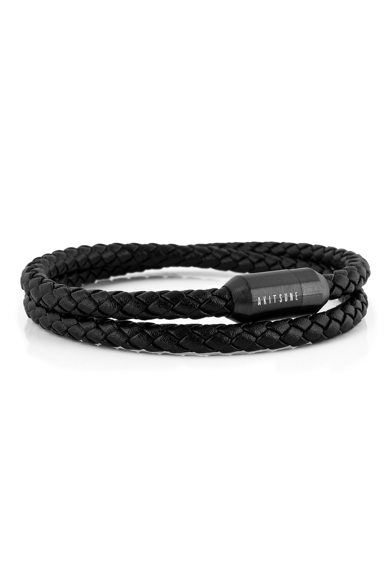 Akitsune-Suprema-Leather-Bracelet-Matte-Black-Black