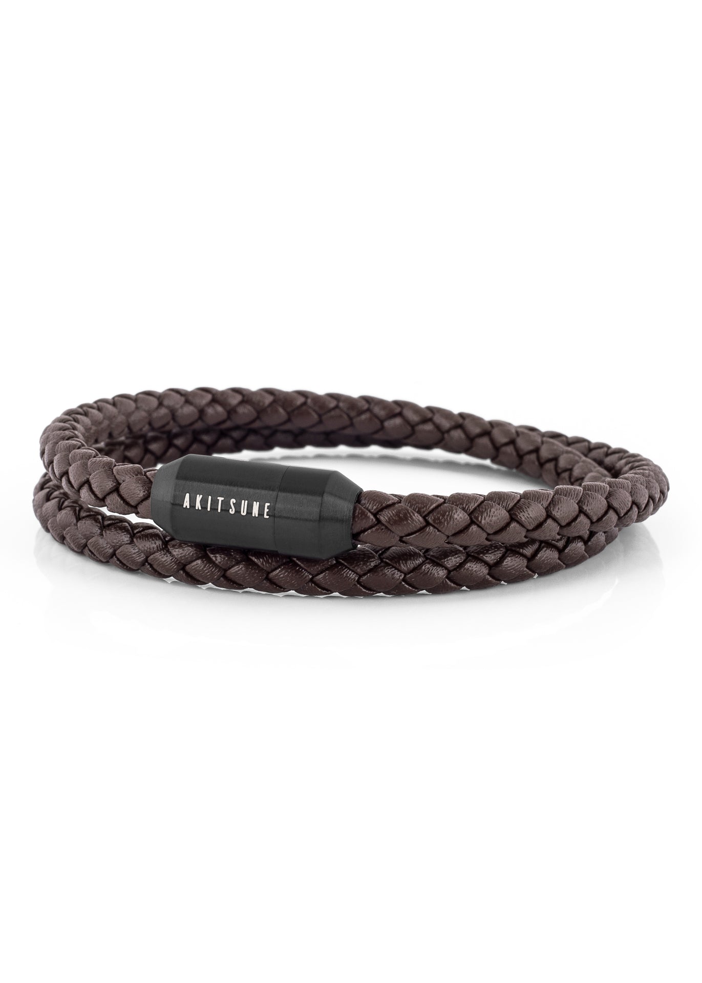 Akitsune-Suprema-Leather-Bracelet-Matte-Black-Brown-2