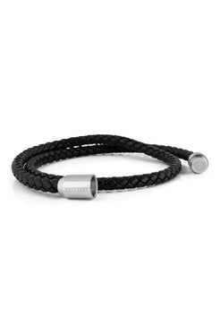 Akitsune-Suprema-Leather-Bracelet-Silver-Black-Open