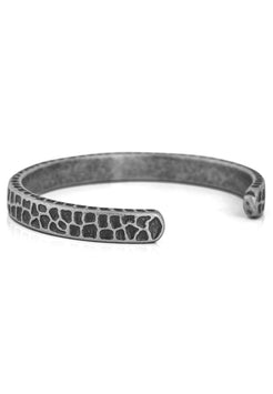 Akitsune-Terra-Bangle-Hammered-Steel-Style-Bracelet-Antique-Silver