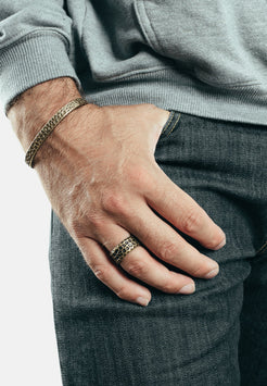 Akitsune-Terra-Bangle-Hammered-Steel-Style-Bracelet-Brass-Model-2