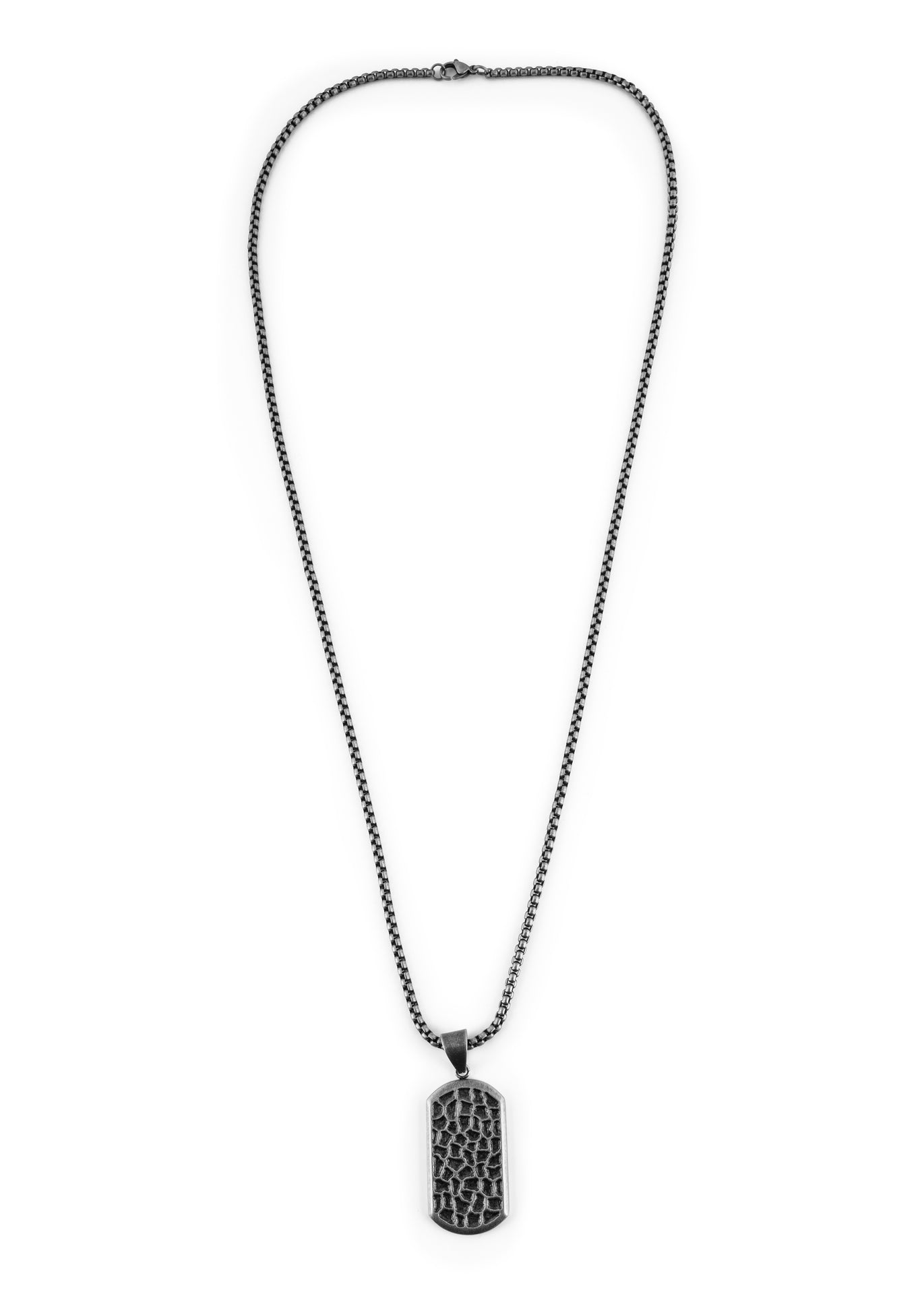 Akitsune-Terra-Pendant-Necklace-Antique-Silver-Chain-Earth-Hammered-Mens-Full-1