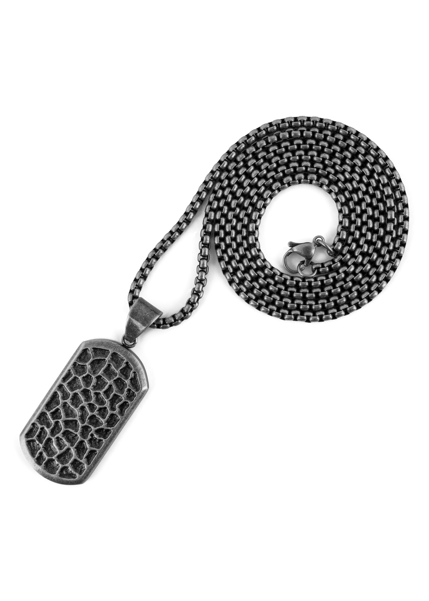 Akitsune-Terra-Pendant-Necklace-Antique-Silver-Chain-Earth-Hammered-Mens-Full-2