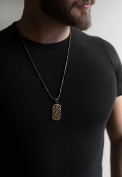 Akitsune-Terra-Pendant-Necklace-Brass-Chain-Earth-Hammered-Mens-Style-Model-2