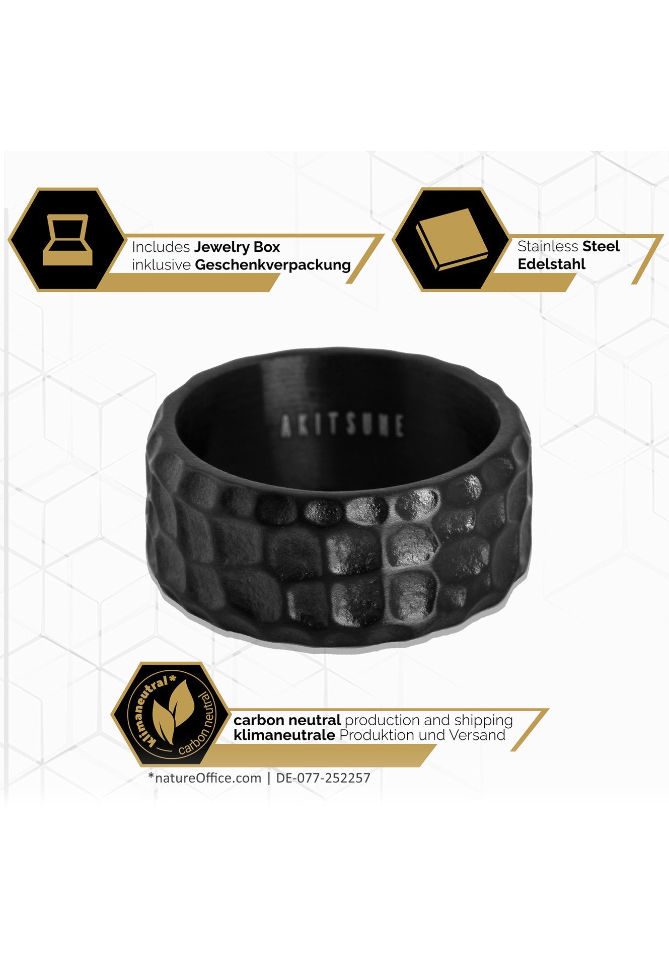 Akitsune-Terra-Ring-Matte-Black-Band-Hammered-Mens-Specs