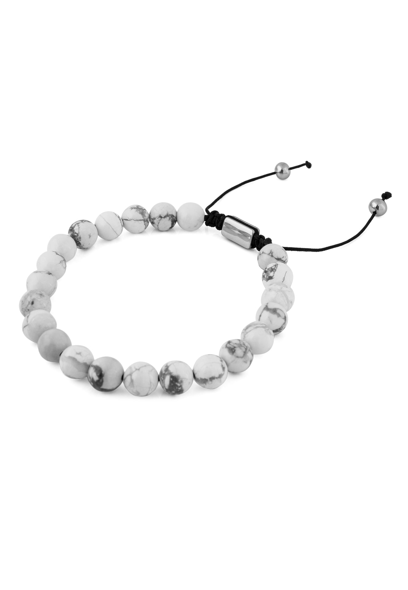 Akitsune-Venatio-Beaded-Bracelet-Silver-Howlite-White-1