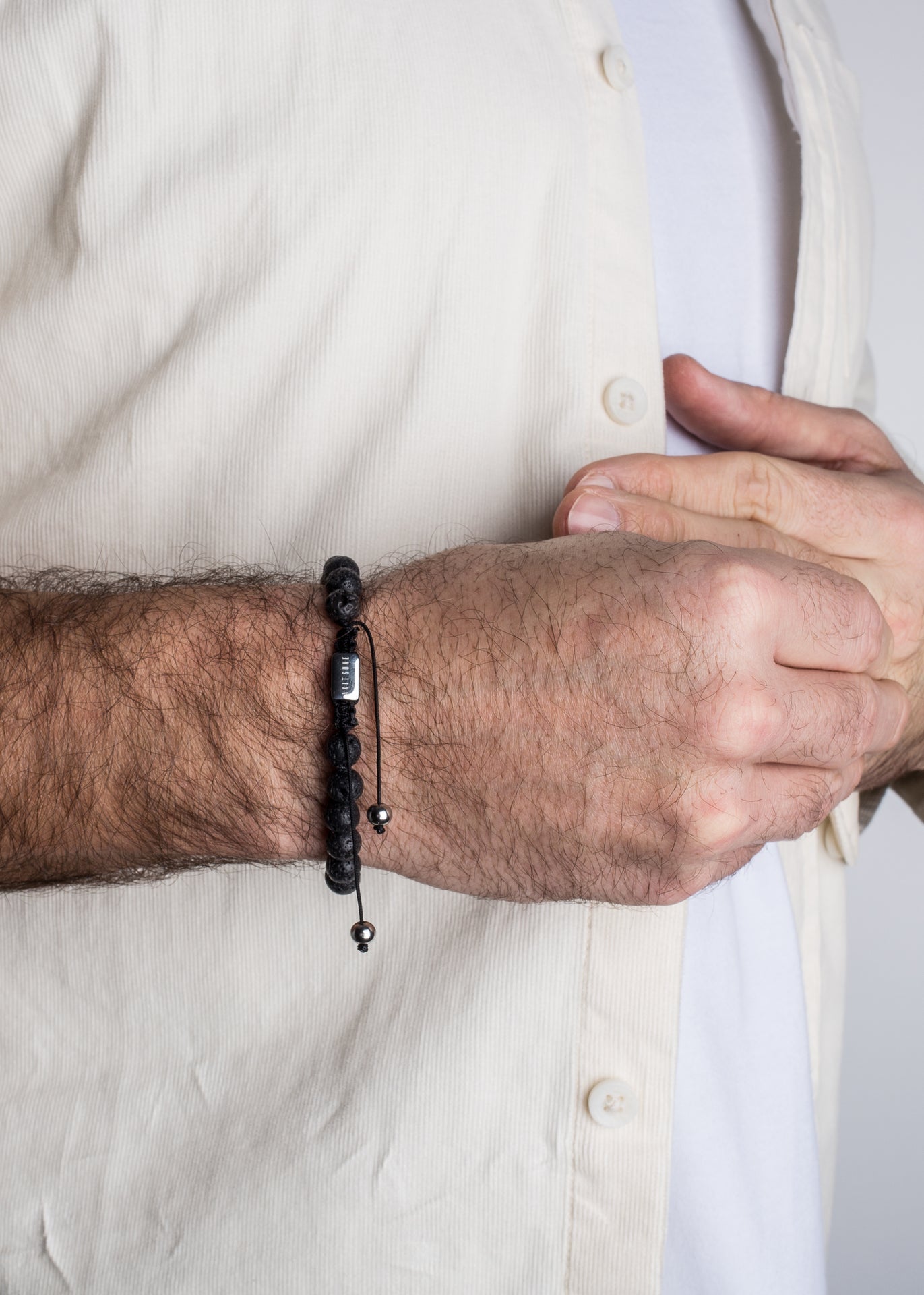 Akitsune-Venatio-Beaded-Bracelet-Silver-Lava-Stone-Black-6