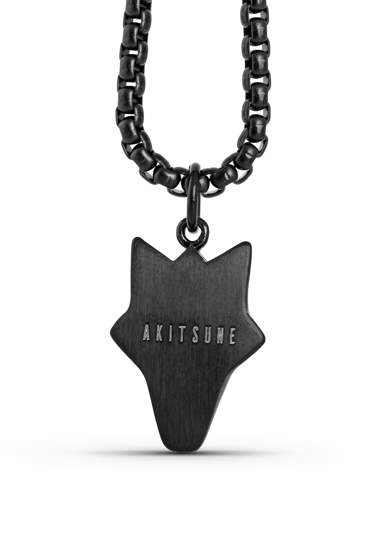 Akitsune-Vulpes-Pendant-Necklace-Matte-Black-Chain-Fox-Mens-Style-Flat-2