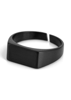 Black signet ring on a white background