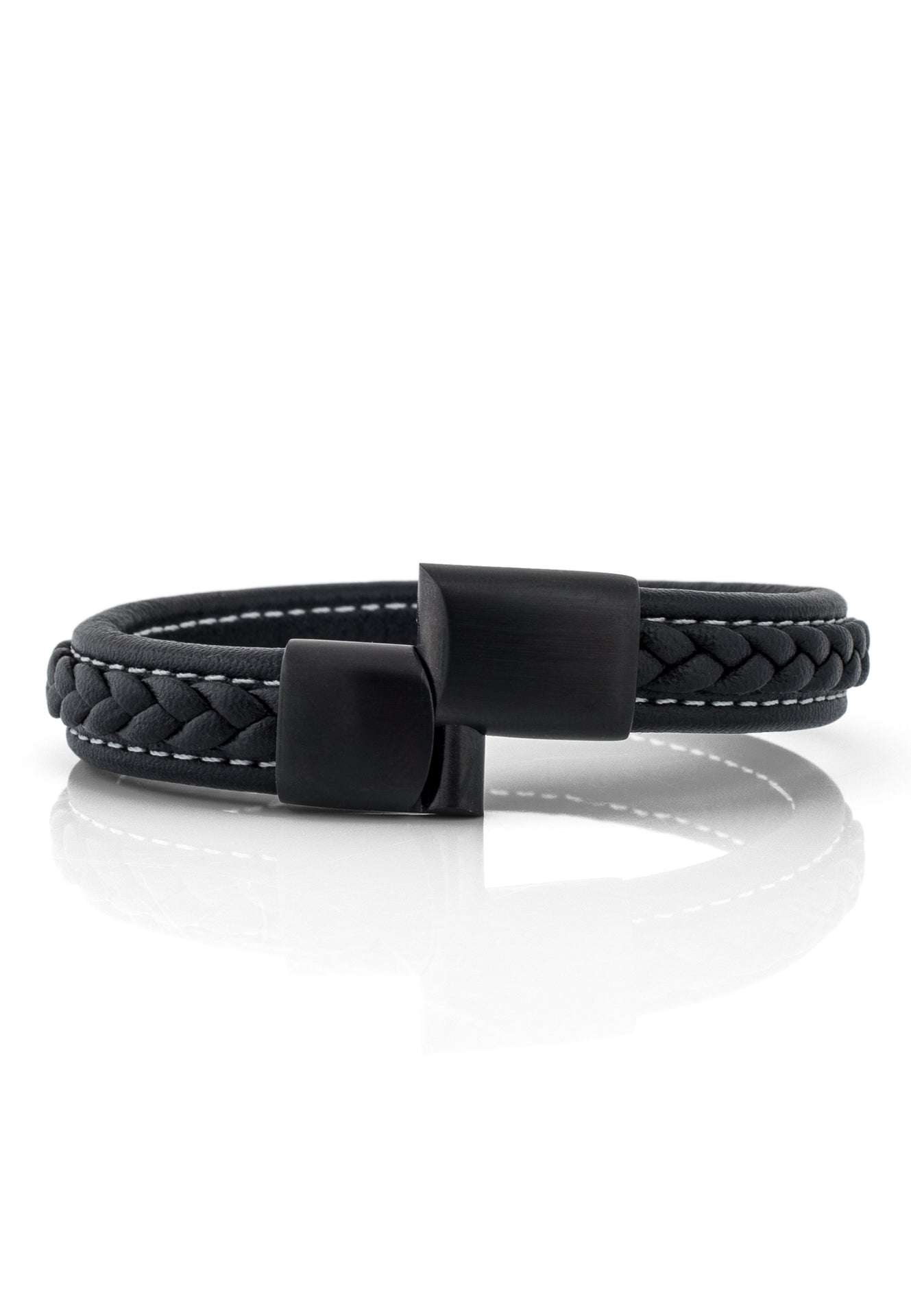 Fides-Leather-Bracelet-Mens-Matte-Black-Black-Open
