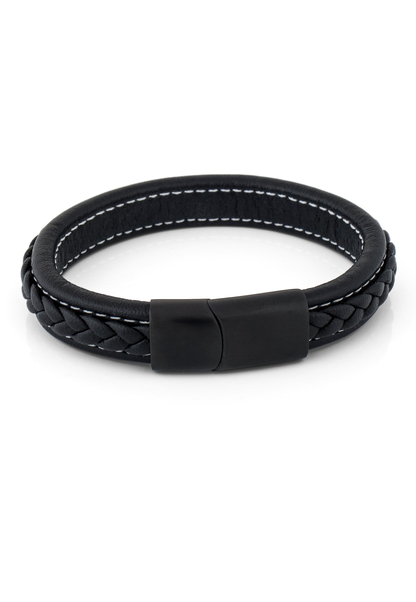 Fides-Leather-Bracelet-Mens-Matte-Black-Black