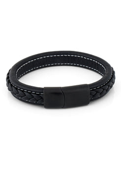Fides-Leather-Bracelet-Mens-Matte-Black-Black