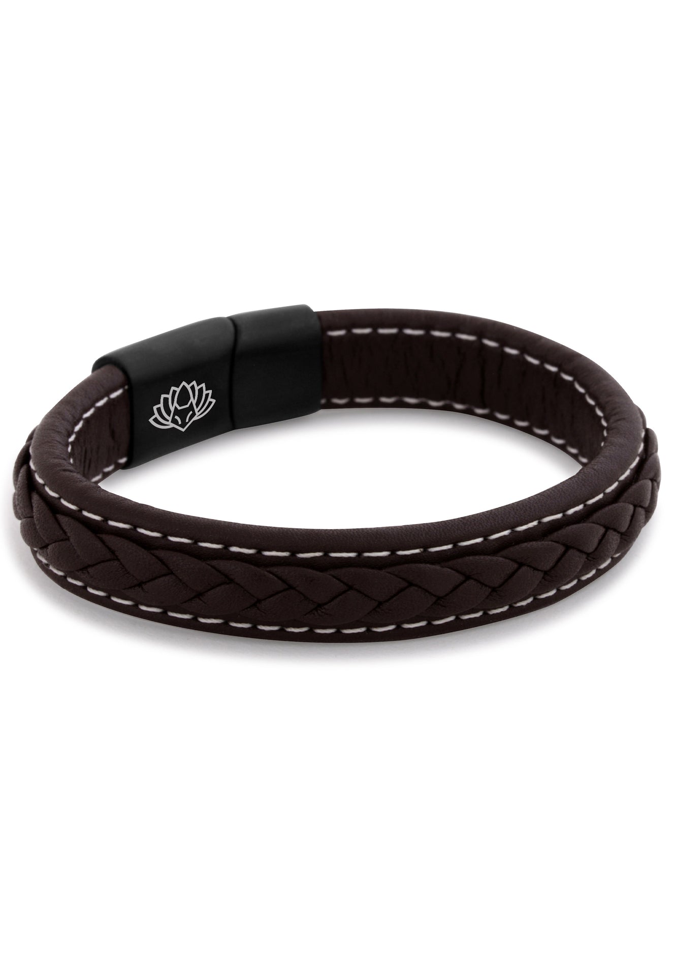 Fides-Leather-Bracelet-Mens-Matte-Black-Brown-Back