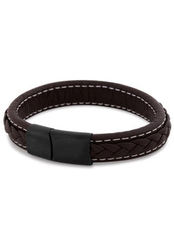 Fides-Leather-Bracelet-Mens-Matte-Black-Brown