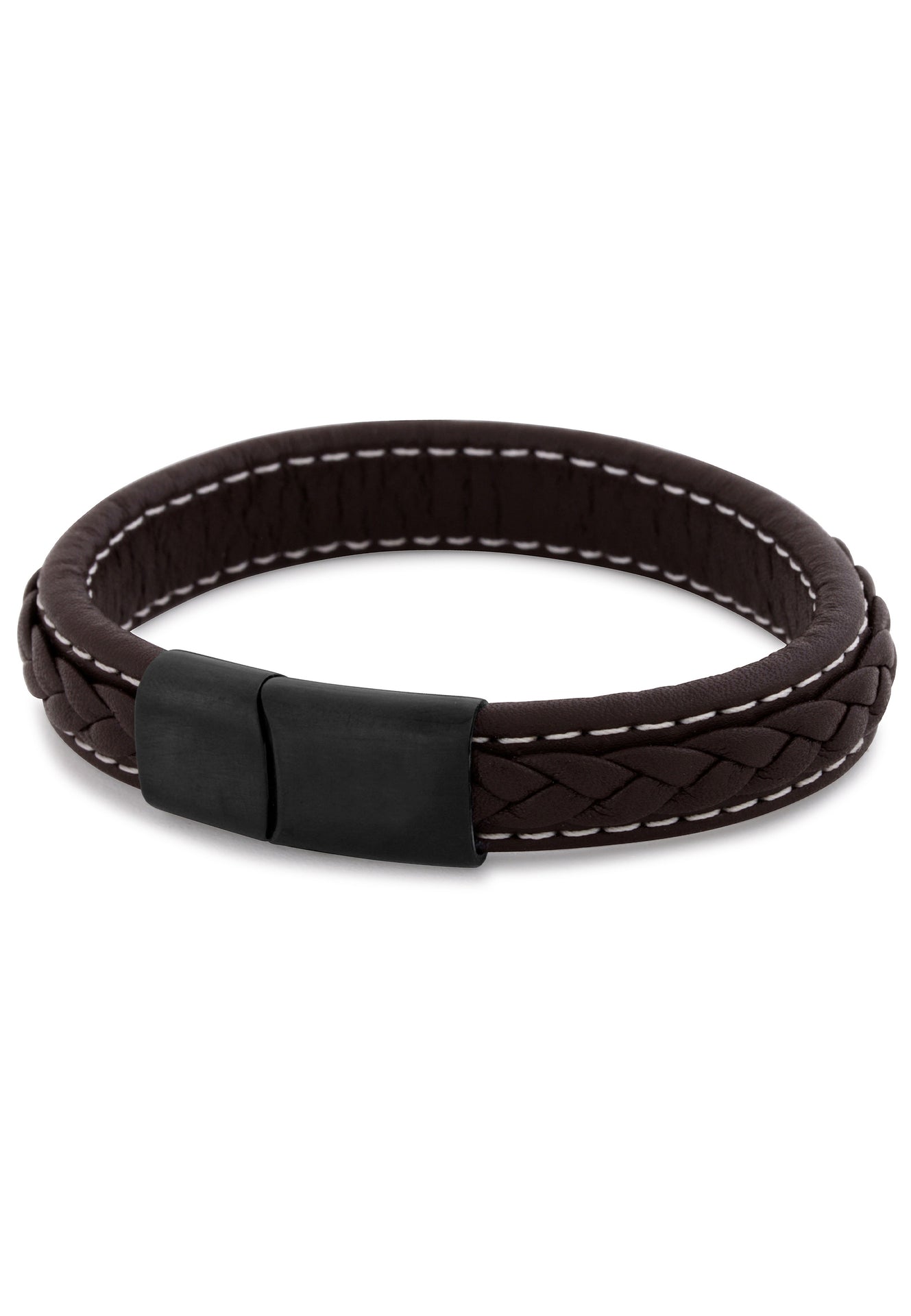 Fides-Leather-Bracelet-Mens-Matte-Black-Brown