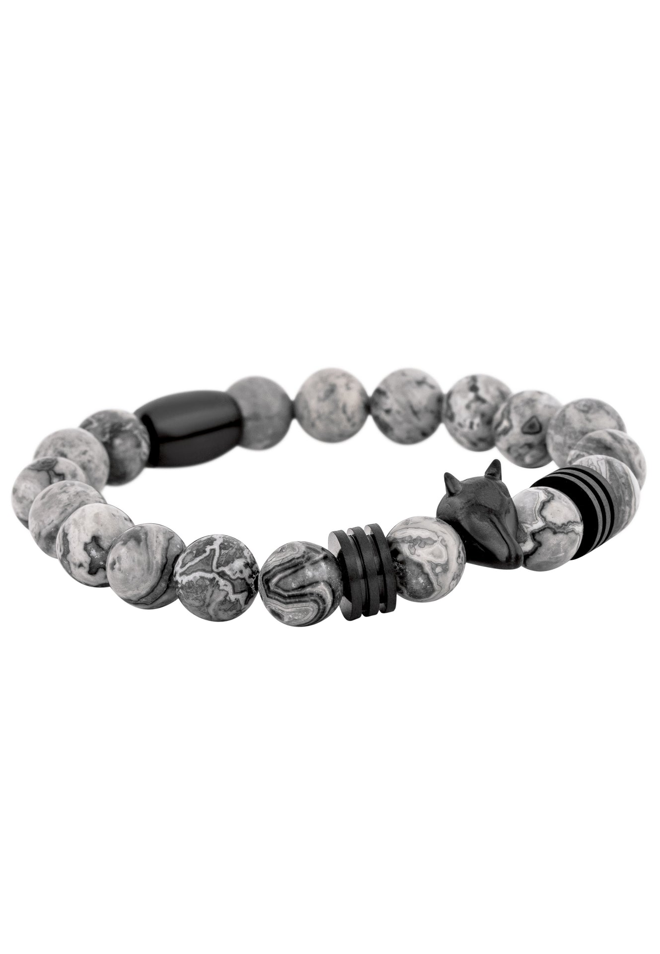Obsidian-Bracelet-Matte-Black-Grey-Bead-Side