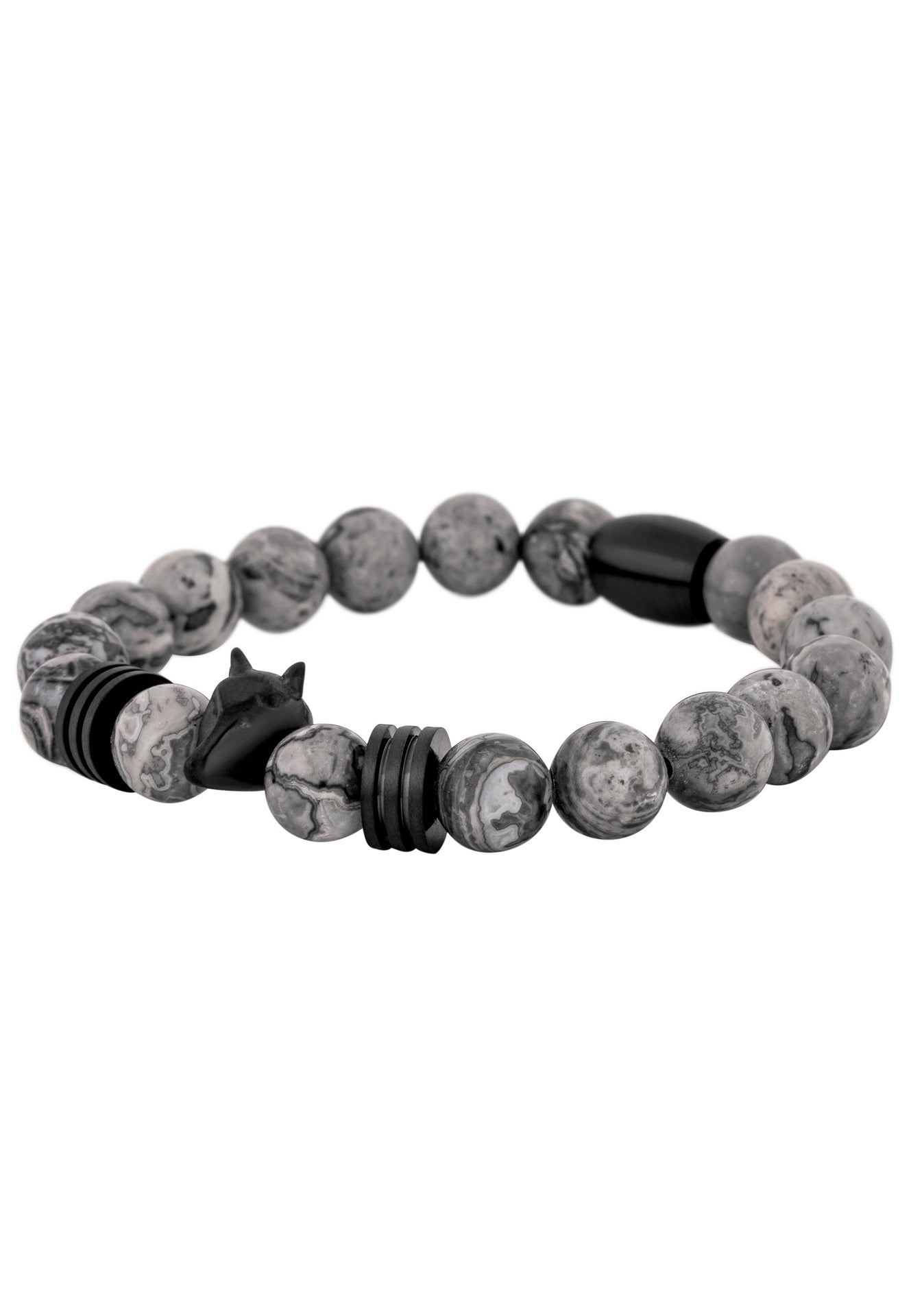 Obsidian-Bracelet-Matte-Black-Grey-Bead