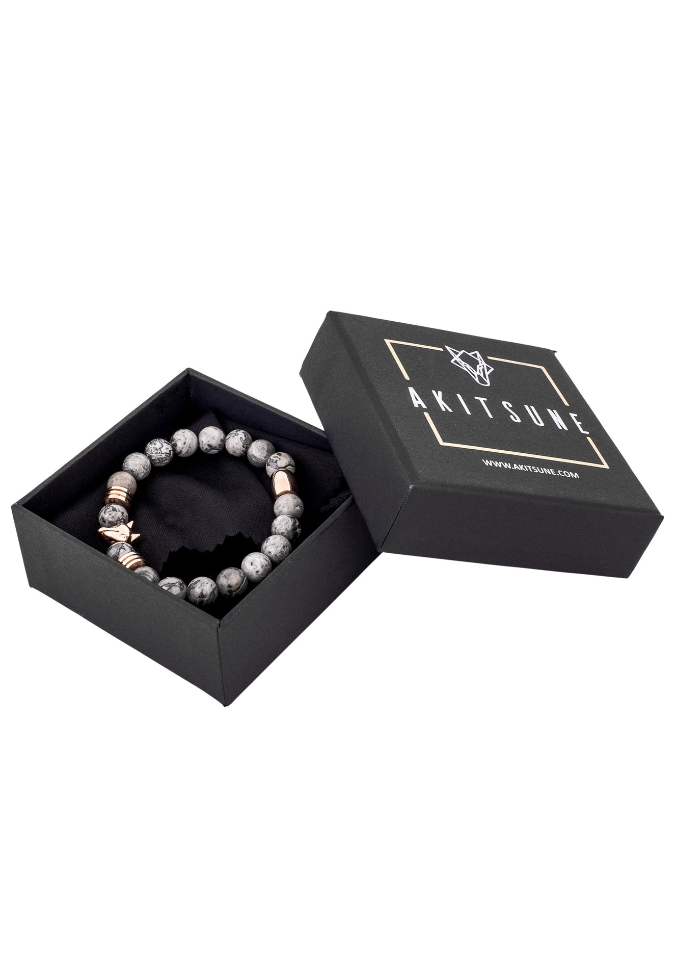 Obsidian-Bracelet-Rose-Gold-Darkgrey-Bead-Box-Packaging