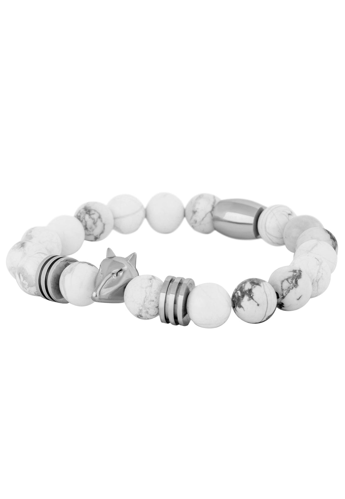 Obsidius Perlenarmband Silber - Weiß