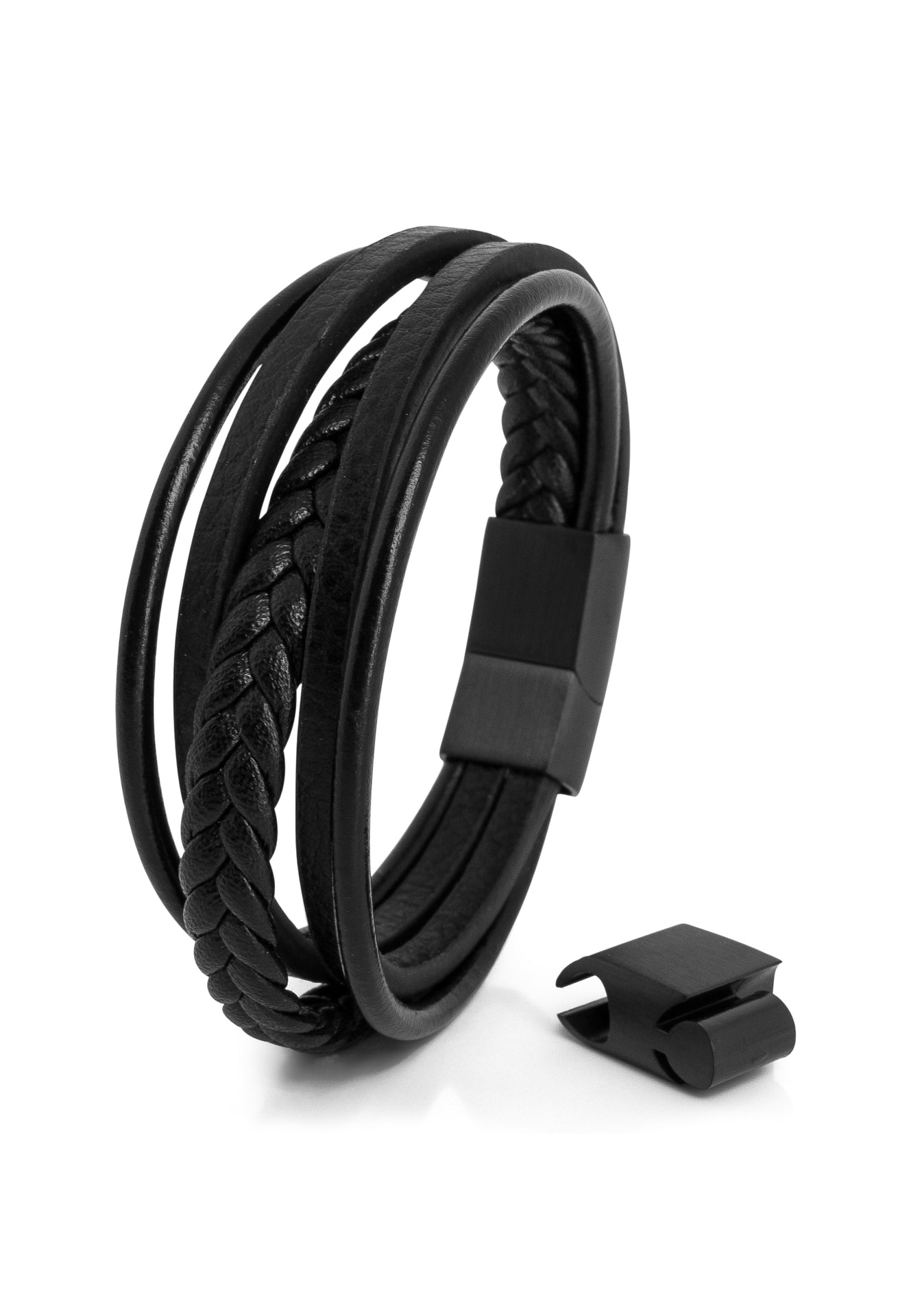 Pax-Leather-Bracelet-Matte-Black-Black-Back