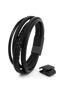 Pax-Leather-Bracelet-Matte-Black-Black-Back