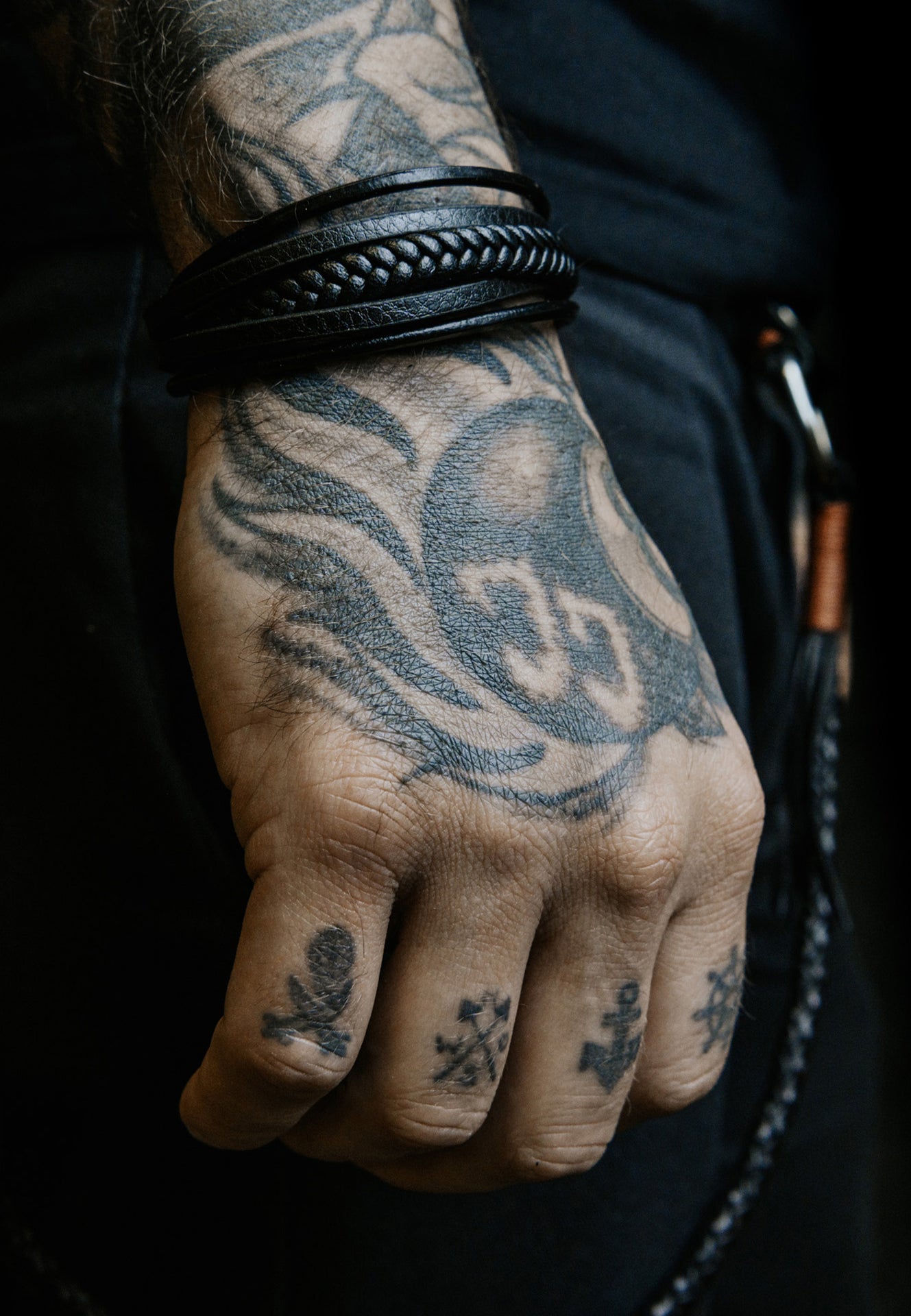 Pax-Leather-Bracelet-Matte-Black-Black-Model-2