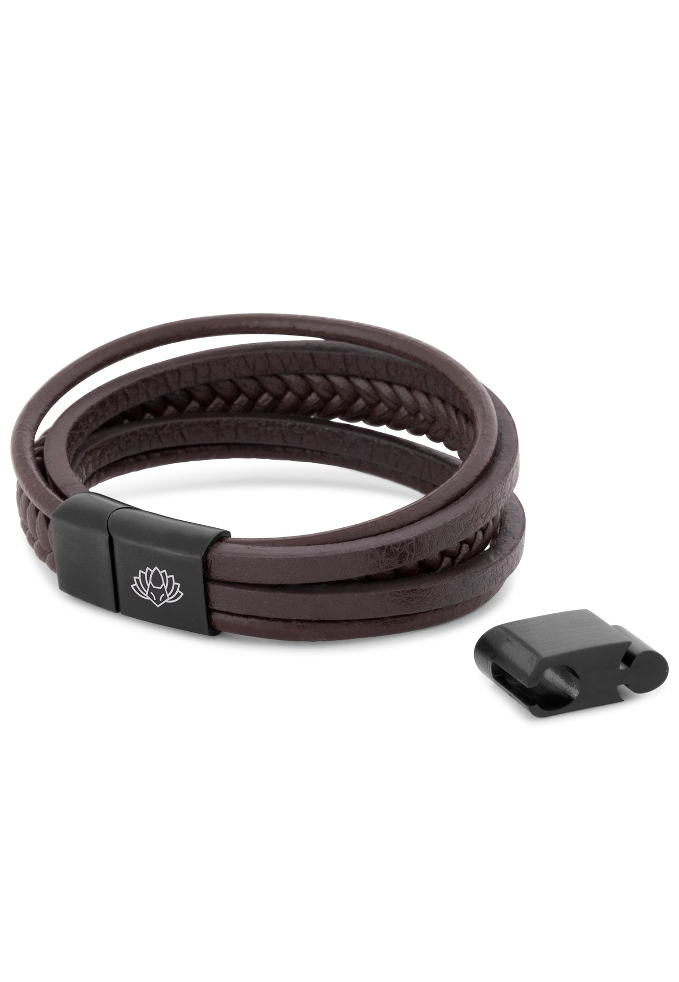 Pax-Leather-Bracelet-Matte-Black-Brown-Connector