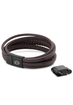 Pax-Leather-Bracelet-Matte-Black-Brown-Connector