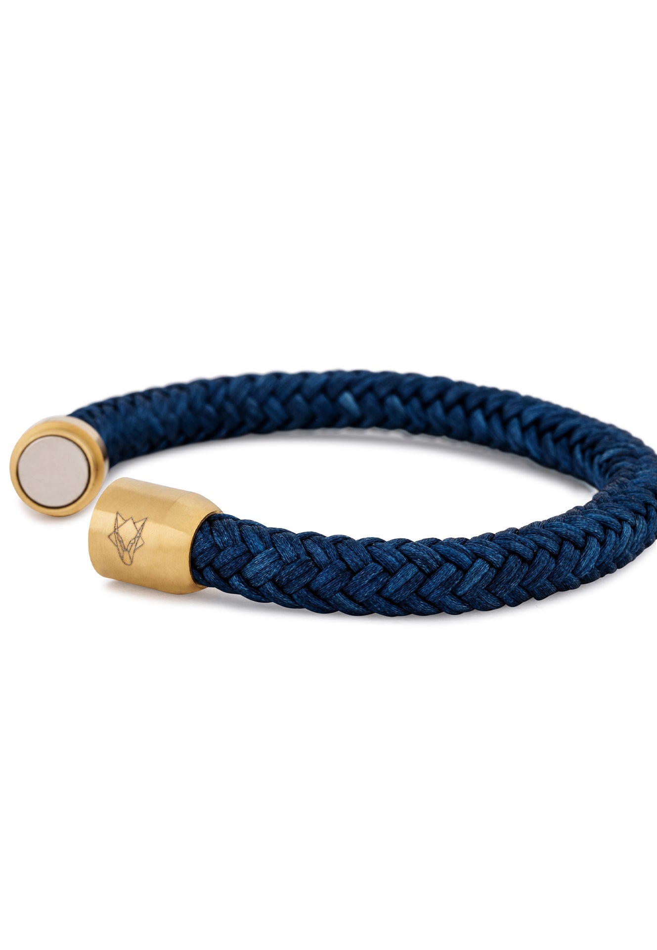 Portus-Nylon-Bracelet-Matte-Gold-Navy-Blue-Nautical-Maritime-Magnetic-Open