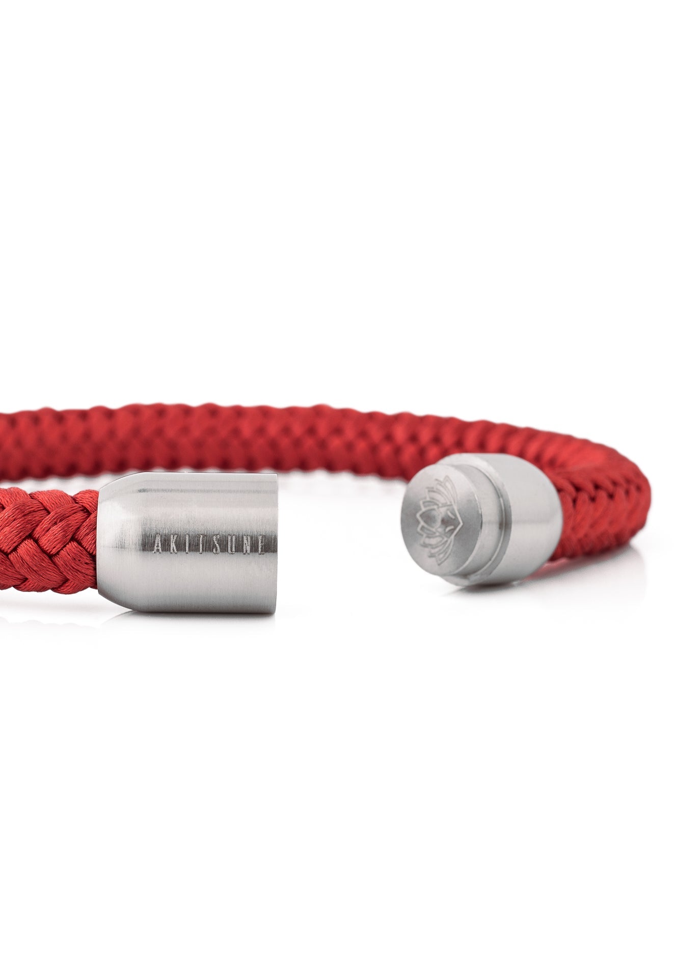 Portus-Nylon-Bracelet-Matte-Silver-Maroon-Nautical-Maritime-Open-Magnetic