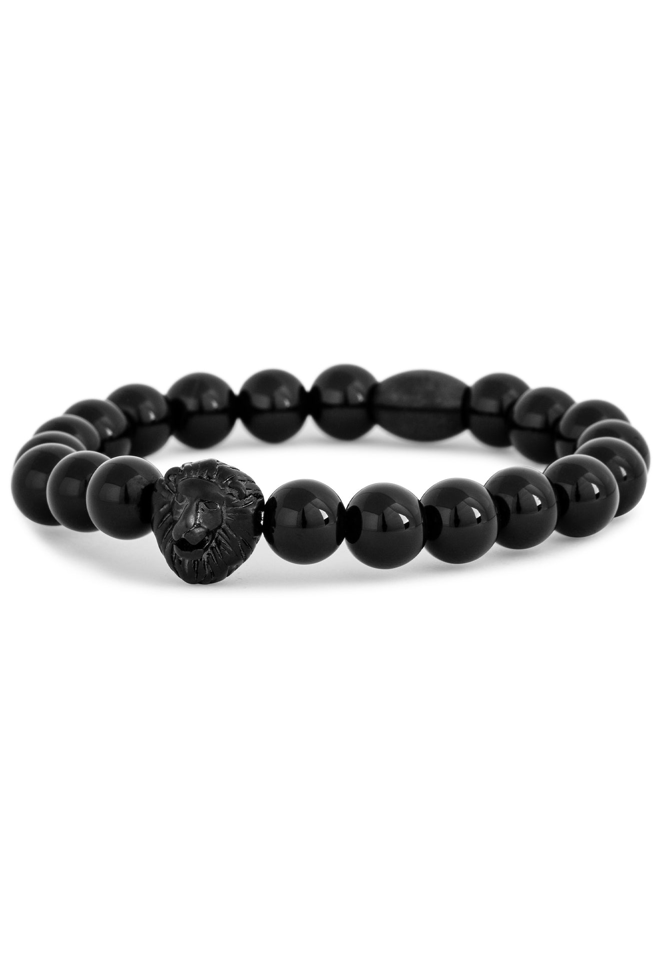 Regis-Beaded-Bracelet-Black-Black-Lion-Head-Side