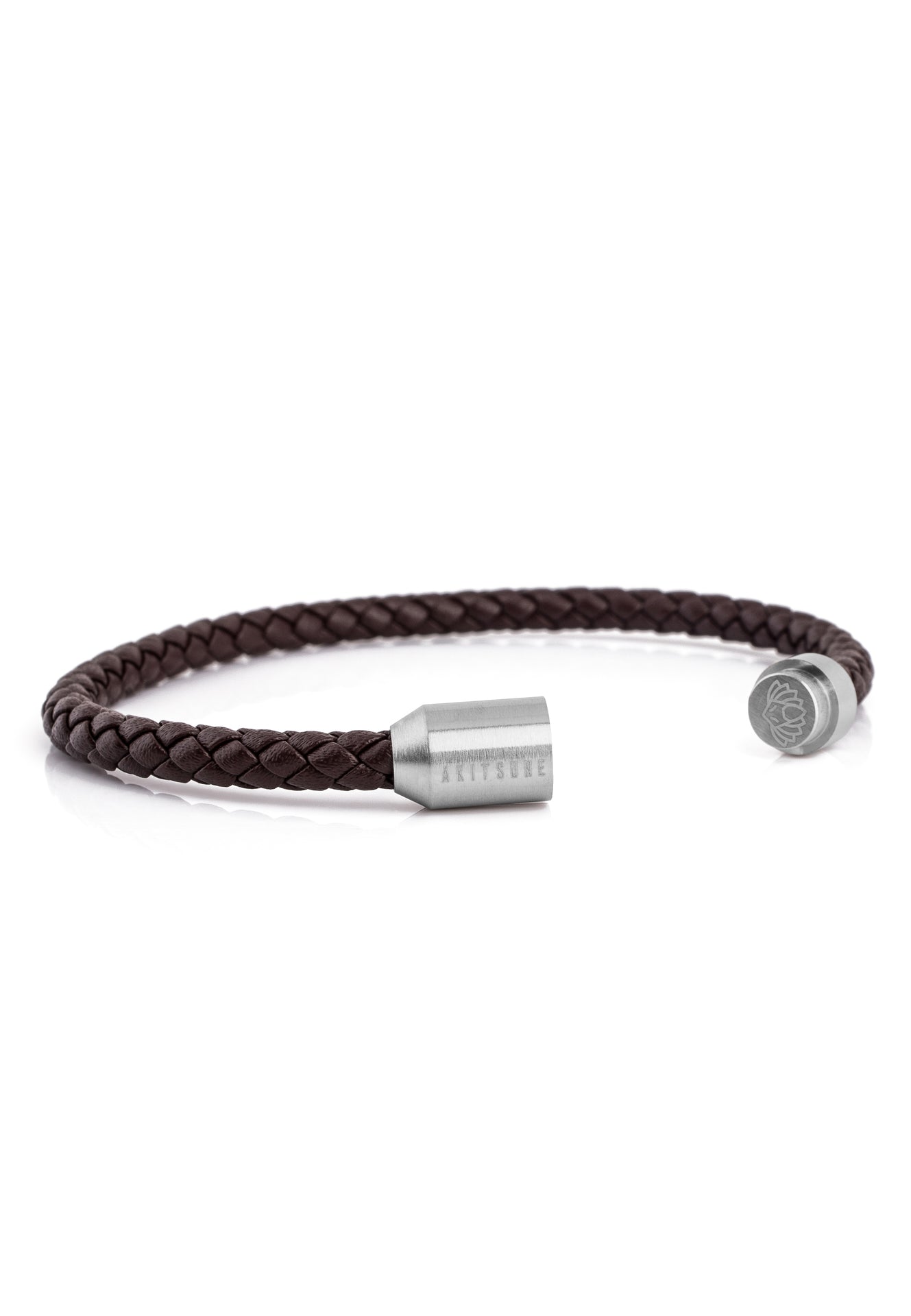 Silva-Leather-Bracelet-Silver-Brown-Open