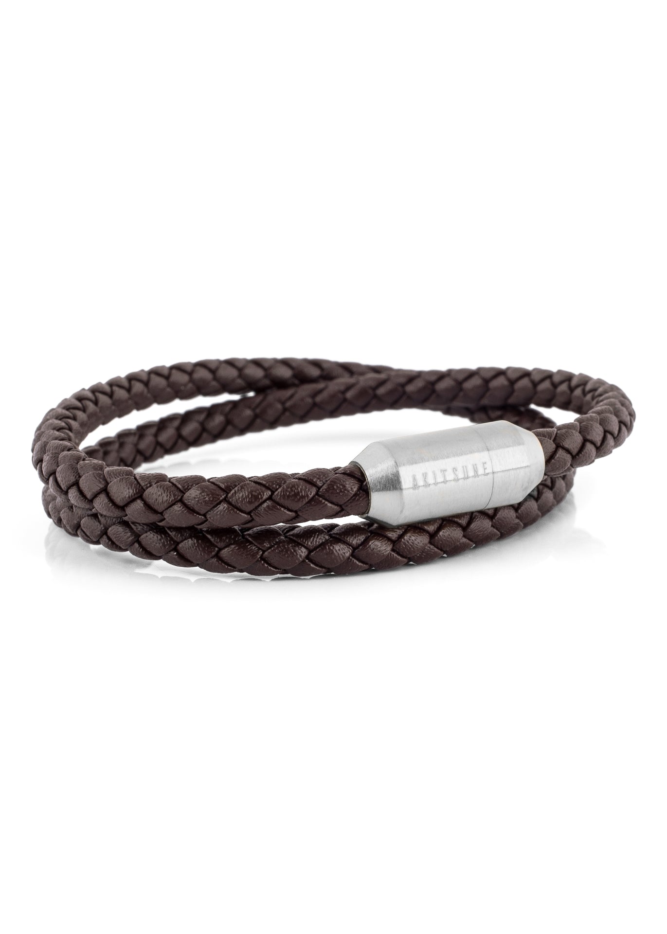 Suprema-Leather-Bracelet-Silver-Brown-Side